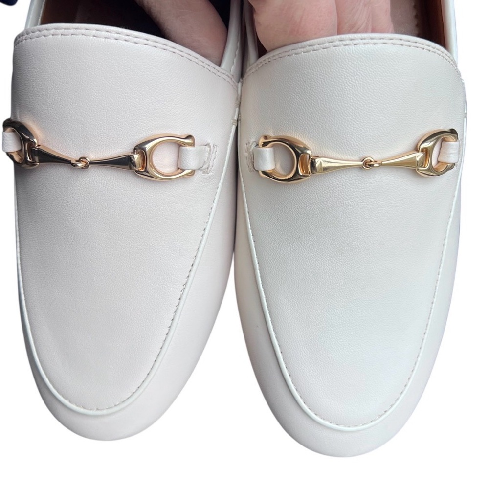 COACH Haley Women's White Chalk Leather Gold Horsebit Loafers NEW Size 5.5 - Picture 8 of 11